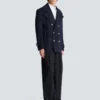 Kurzer gestreifter Woll-Pea-Coat Kurzer gestreifter Woll-Pea-Coat