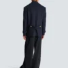 Kurzer gestreifter Woll-Pea-Coat Kurzer gestreifter Woll-Pea-Coat