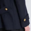 Kurzer gestreifter Woll-Pea-Coat Kurzer gestreifter Woll-Pea-Coat