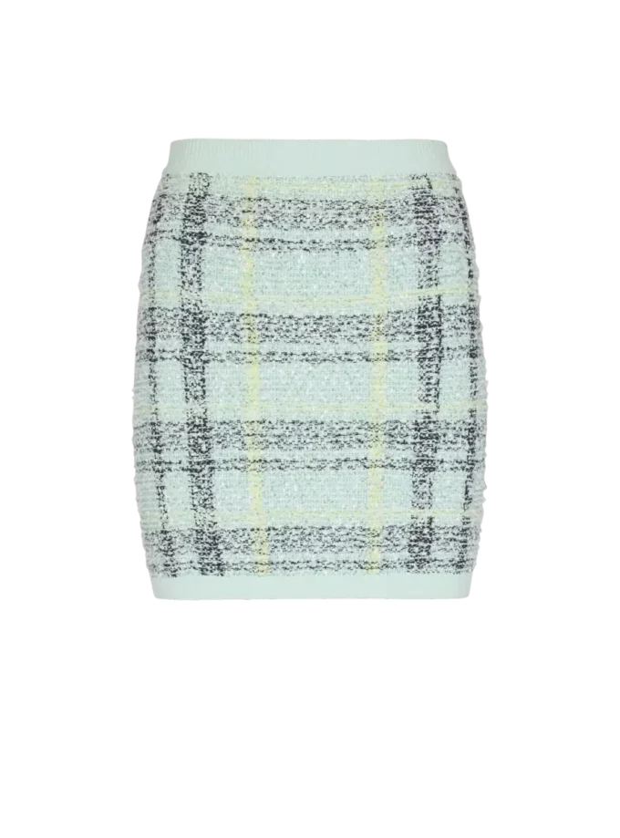 Kurzer Rock aus glitzerndem Tweed mit Karomuster Kurzer Rock aus glitzerndem Tweed mit Karomuster