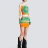 Kurzes, bedrucktes Bodycon-Kleid mit Balmain-Foulard-Muster Kurzes, bedrucktes Bodycon-Kleid mit Balmain-Foulard-Muster