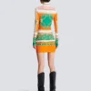 Kurzes, bedrucktes Bodycon-Kleid mit Balmain-Foulard-Muster Kurzes, bedrucktes Bodycon-Kleid mit Balmain-Foulard-Muster