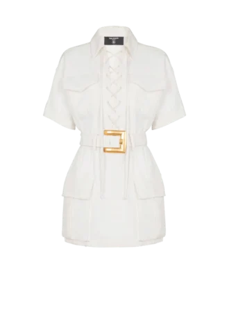 Kurzes Canvas-Kleid mit Schnürung