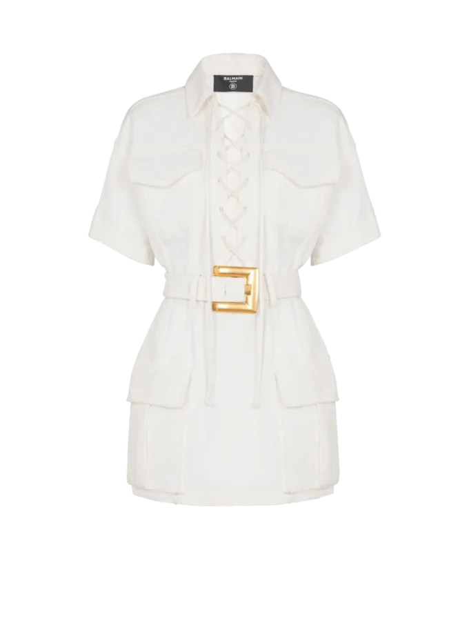 Kurzes Canvas-Kleid mit Schnürung Kurzes Canvas-Kleid mit Schnürung