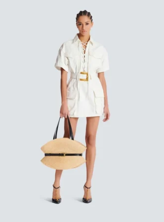 Kurzes Canvas-Kleid mit Schnürung