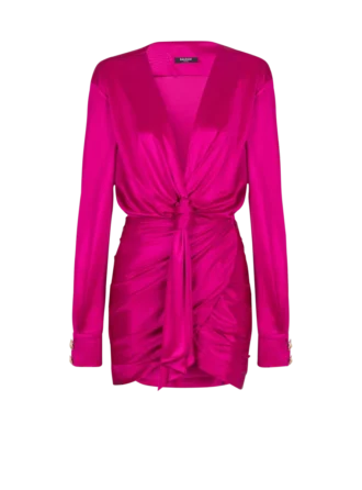 Kurzes, drapiertes Interlock-Jerseykleid
