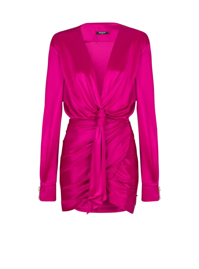 Kurzes, drapiertes Interlock-Jerseykleid Kurzes, drapiertes Interlock-Jerseykleid