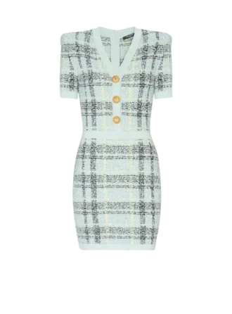 Kurzes Glitzer-Tweedkleid