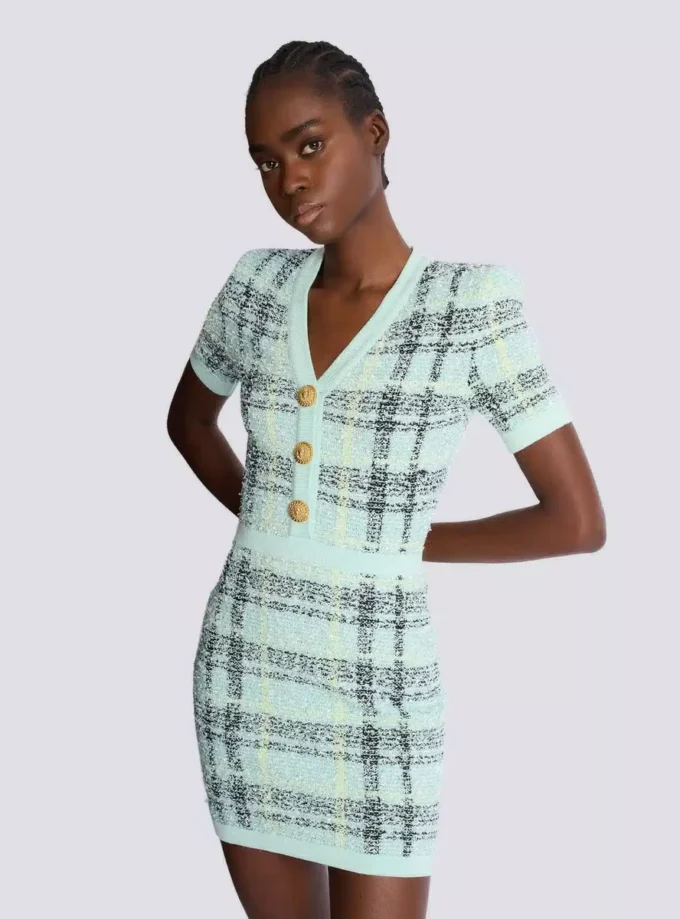 Kurzes Glitzer-Tweedkleid Kurzes Glitzer-Tweedkleid