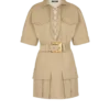 Kurzes Kleid aus Baumwollgabardine mit Schnürung Kurzes Kleid aus Baumwollgabardine mit Schnürung