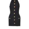 Kurzes Kleid aus Grain de Poudre mit Knöpfen
