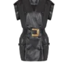 Kurzes Kleid aus Lammleder mit Gürtel Kurzes Kleid aus Lammleder mit Gürtel