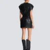 Kurzes Kleid aus Lammleder mit Gürtel Kurzes Kleid aus Lammleder mit Gürtel