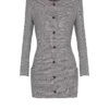 Kurzes Kleid aus Prince-of-Wales-Jacquard Kurzes Kleid aus Prince-of-Wales-Jacquard