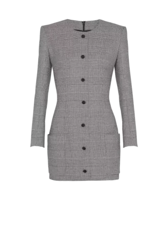 Kurzes Kleid aus Prince-of-Wales-Jacquard