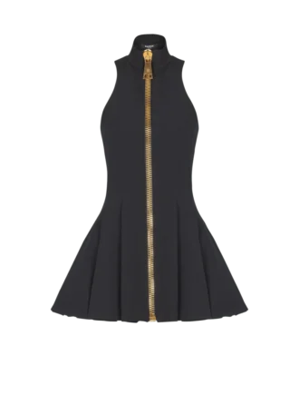 Kurzes Neckholder-Kleid aus Grain-de-Poudre-Wolle