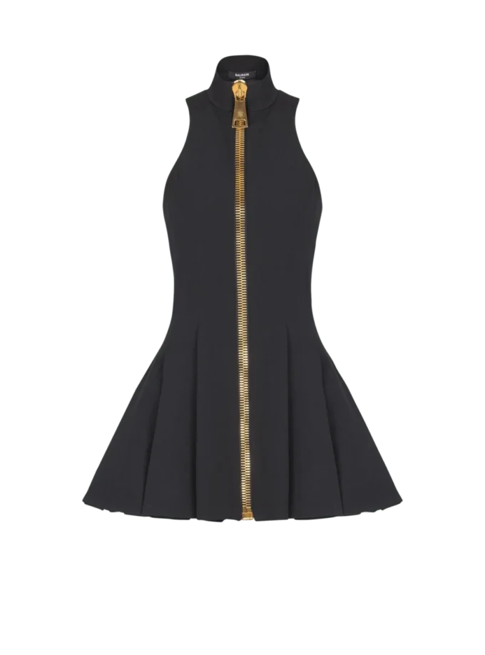 Kurzes Neckholder-Kleid aus Grain-de-Poudre-Wolle Kurzes Neckholder-Kleid aus Grain-de-Poudre-Wolle