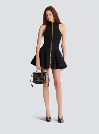 Kurzes Neckholder-Kleid aus Grain-de-Poudre-Wolle