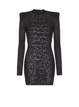 Kurzes Paillettenkleid aus Krokodilstrick