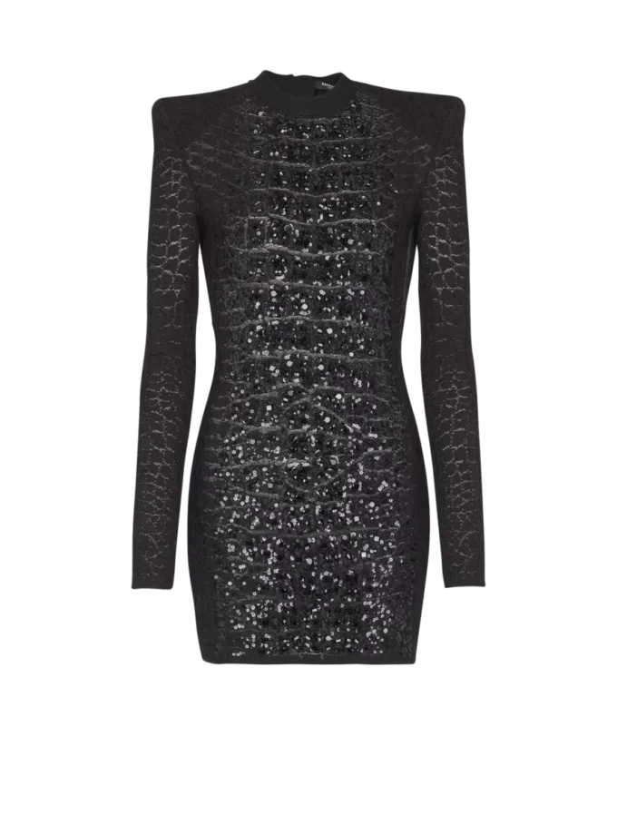 Kurzes Paillettenkleid aus Krokodilstrick Kurzes Paillettenkleid aus Krokodilstrick