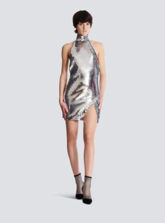 Kurzes Paillettenkleid mit Neckholder