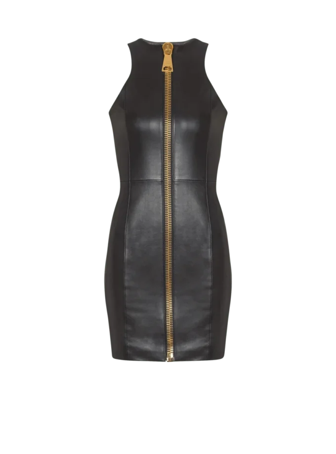 Kurzes, ärmelloses Kleid aus Lammleder