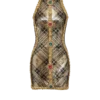 Kurzes, ärmelloses Kleid mit Karo-Stickerei Kurzes, ärmelloses Kleid mit Karo-Stickerei