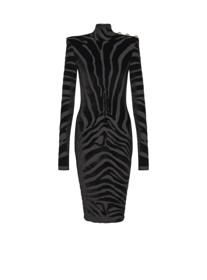 Kurzes Samtkleid mit Zebradruck