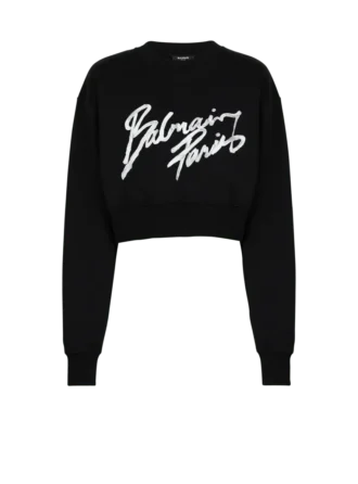 Kurzes Sweatshirt aus bedruckter Baumwolle