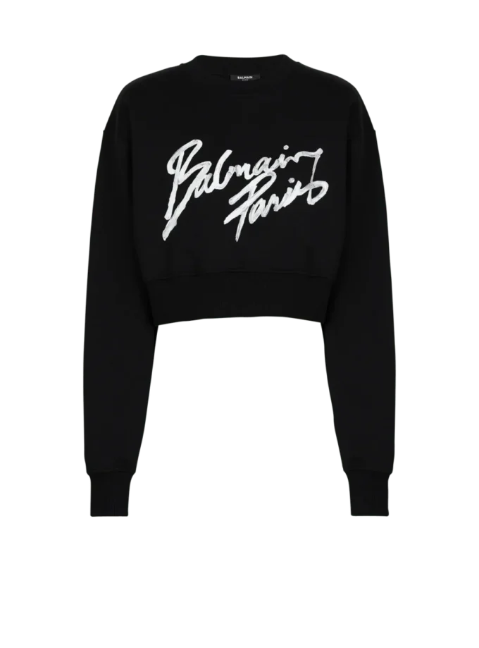 Kurzes Sweatshirt aus bedruckter Baumwolle Kurzes Sweatshirt aus bedruckter Baumwolle