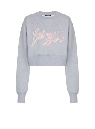 Kurzes Sweatshirt aus bedruckter Baumwolle