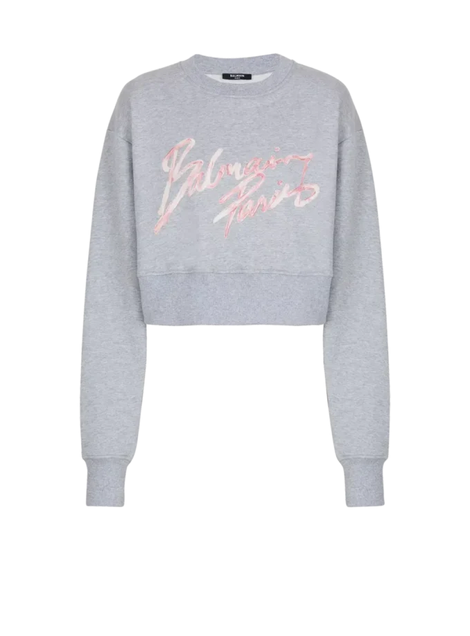 Kurzes Sweatshirt aus bedruckter Baumwolle Kurzes Sweatshirt aus bedruckter Baumwolle