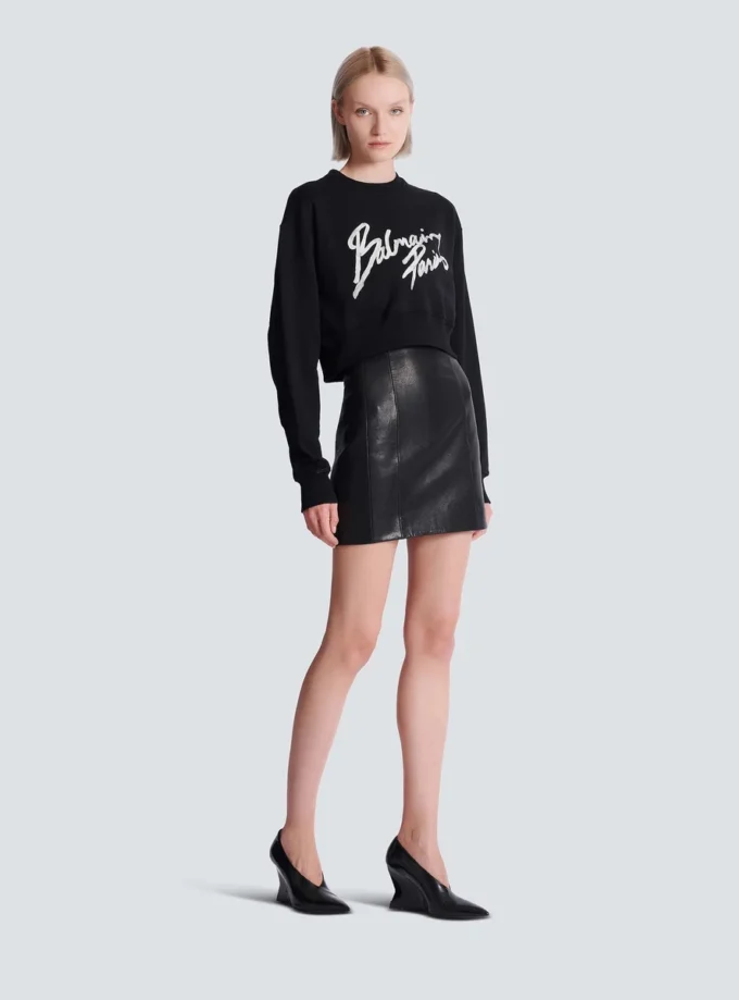 Kurzes Sweatshirt aus bedruckter Baumwolle Kurzes Sweatshirt aus bedruckter Baumwolle