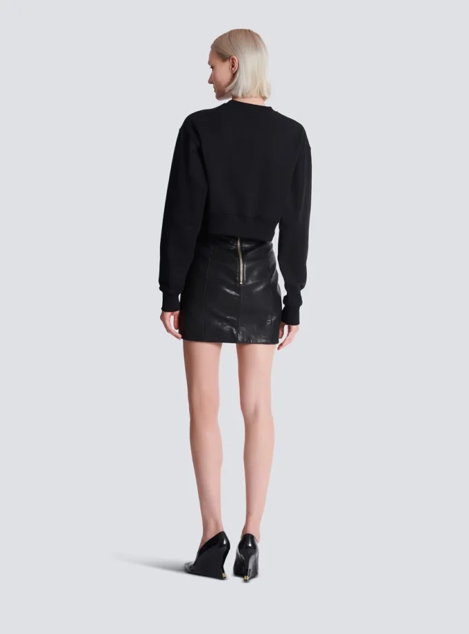 Kurzes Sweatshirt aus bedruckter Baumwolle Kurzes Sweatshirt aus bedruckter Baumwolle