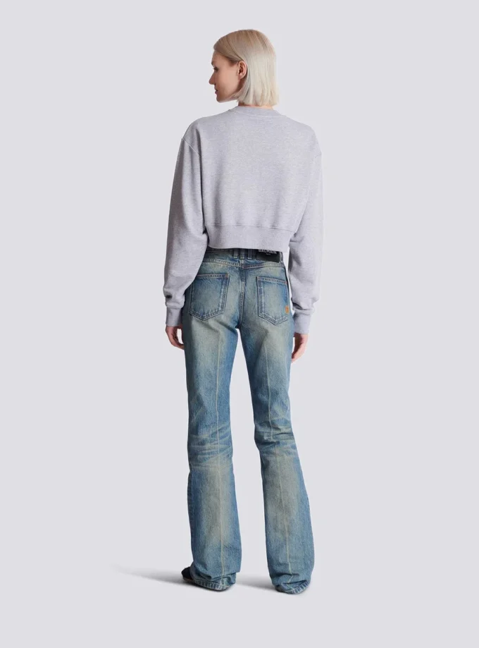 Kurzes Sweatshirt aus bedruckter Baumwolle Kurzes Sweatshirt aus bedruckter Baumwolle