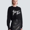 Kurzes Sweatshirt aus bedruckter Baumwolle Kurzes Sweatshirt aus bedruckter Baumwolle