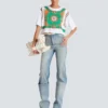 Kurzes T-Shirt mit Balmain Foulard-Print Kurzes T-Shirt mit Balmain Foulard-Print