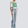 Kurzes T-Shirt mit Balmain Foulard-Print Kurzes T-Shirt mit Balmain Foulard-Print