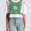 Kurzes T-Shirt mit Balmain Foulard-Print Kurzes T-Shirt mit Balmain Foulard-Print
