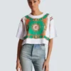 Kurzes T-Shirt mit Balmain Foulard-Print Kurzes T-Shirt mit Balmain Foulard-Print