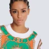 Kurzes T-Shirt mit Balmain Foulard-Print Kurzes T-Shirt mit Balmain Foulard-Print