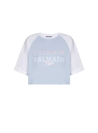 Kurzes T-Shirt mit Balmain Paris-Print