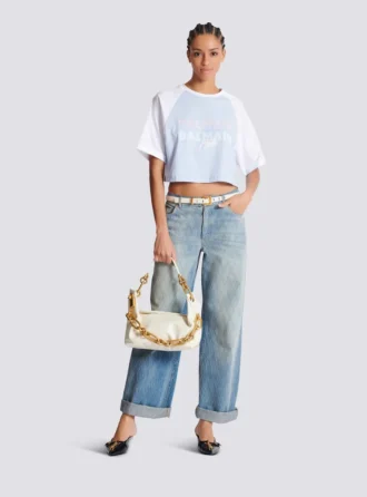 Kurzes T-Shirt mit Balmain Paris-Print