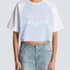 Kurzes T-Shirt mit Balmain Paris-Print Kurzes T-Shirt mit Balmain Paris-Print