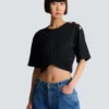 Kurzes T-Shirt mit Krawatte Kurzes T-Shirt mit Krawatte