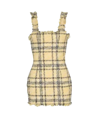 Kurzes Trägerkleid aus Glitzertweed