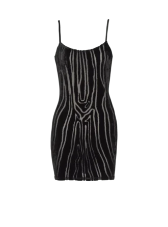Kurzes Trägerkleid aus Samt mit Zebradruck Kurzes Trägerkleid aus Samt mit Zebradruck
