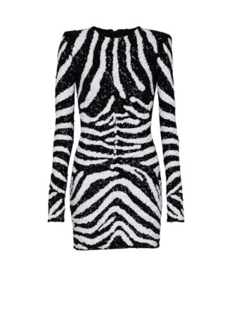Kurzes zweifarbiges Zebra-Paillettenkleid