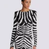 Kurzes zweifarbiges Zebra-Paillettenkleid Kurzes zweifarbiges Zebra-Paillettenkleid