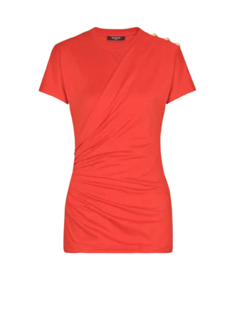 Kurzärmeliges, drapiertes Jersey-T-Shirt